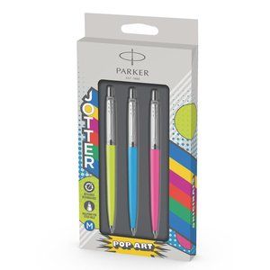 Parker Jotter Ballpoint Pens Pop Art Collection, Lime, Sky Blue, Hot Pink 3 Ct